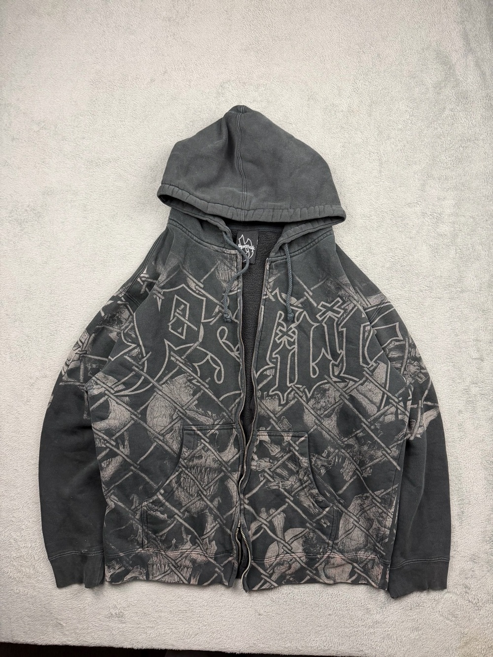 Y2K Hostility AOP skull zip up hoodie